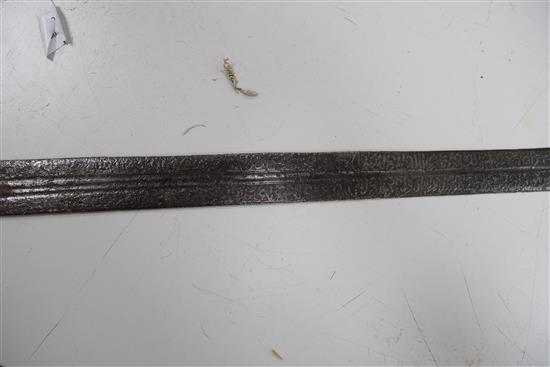 A fullered steel sword, length 37.5in.